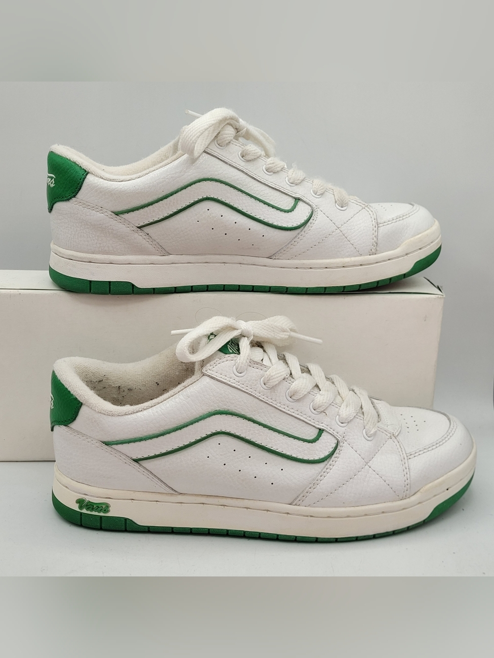 Vans Hylan Sneakers Size 9 ~ White And Green - Picture 14 of 16